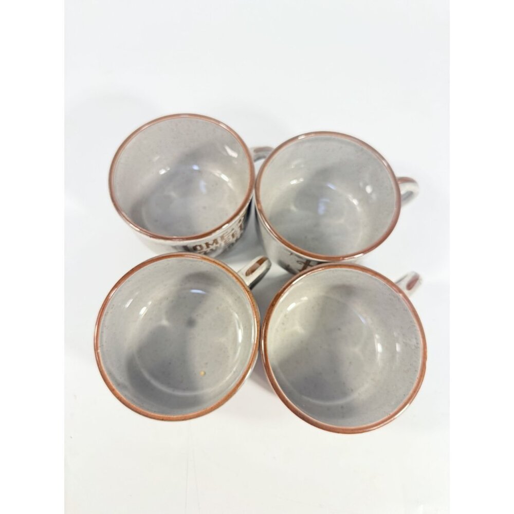 Stoneware Wide Mouth Coffee Mugs Large Soup Mug Set 4 Home Sweet Home Japan - Picture 8 of 11
